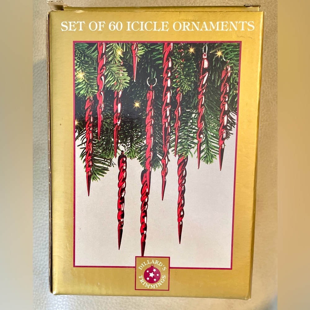 *VINTAGE* Set Of 60 RED ICICLE Christmas Tree Ornaments - Dillard's Trimmings